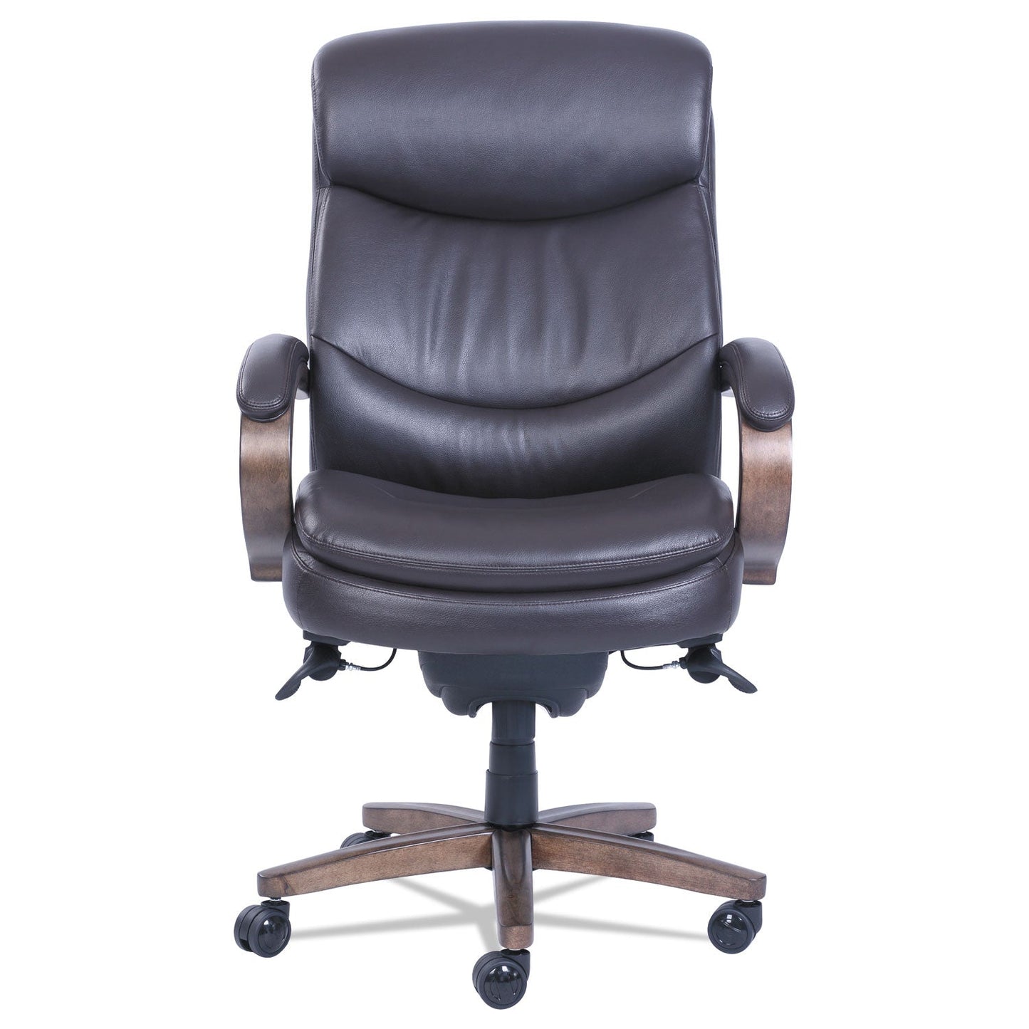 La-Z-Boy Woodbury High-Back Executive Chair, Supports Up to 300 lb, 20.25" to 23.25" Seat Height, Brown Seat/Back, Weathered Sand Base