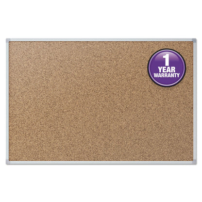 Mead Cork Bulletin Board, 24 x 18, Silver Aluminum Frame