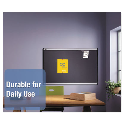 Quartet Prestige Bulletin Board, Diamond Mesh Fabric, 36 x 24, Gray/Aluminum Frame