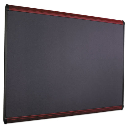 Quartet Prestige Plus Magnetic Fabric Bulletin Board, 48 x 36, Mahogany Frame