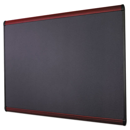 Quartet Prestige Plus Magnetic Fabric Bulletin Board, 72 x 48, Mahogany Frame