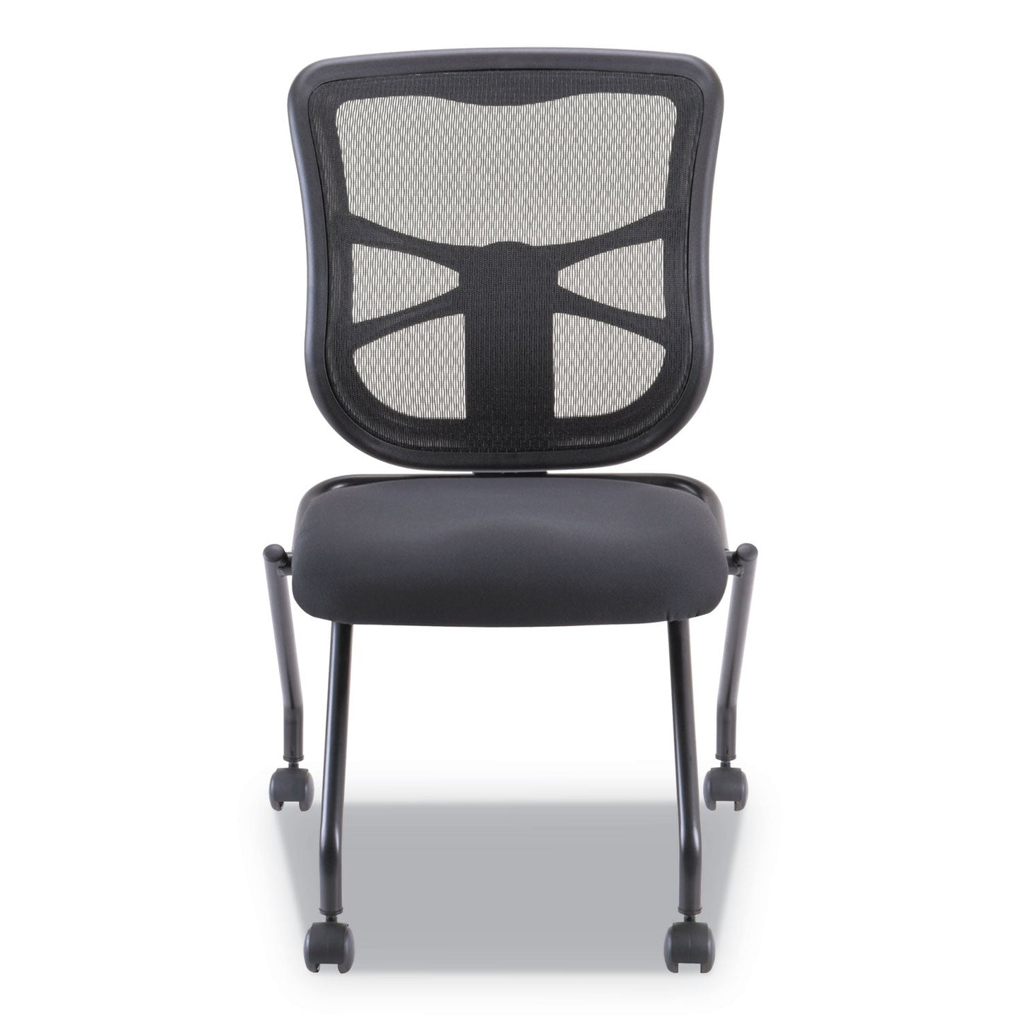 Alera Elusion Mesh Nesting Chairs, Supports Up to 275 lb, Black, 2/Carton