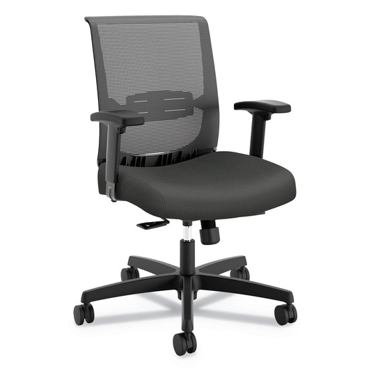 HON Convergence Mid-Back Task Chair, Synchro-Tilt and Seat Glide, Supports Up to 275 lb, Iron Ore Seat, Black Back/Base