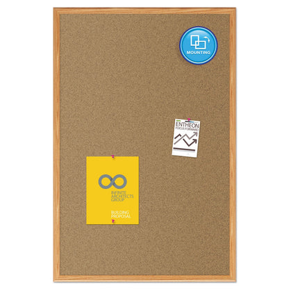 Mead Cork Bulletin Board, 48 x 36, Oak Frame