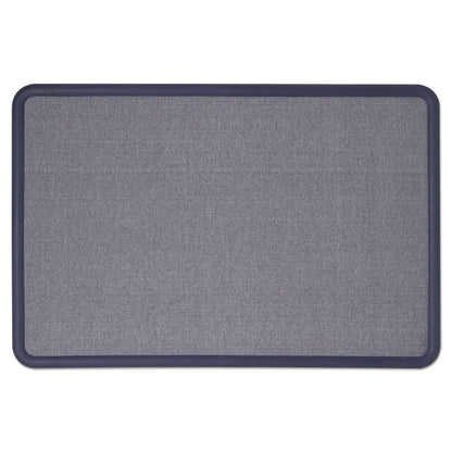 Quartet Contour Fabric Bulletin Board, 48 x 36, Light Blue, Plastic Navy Blue Frame