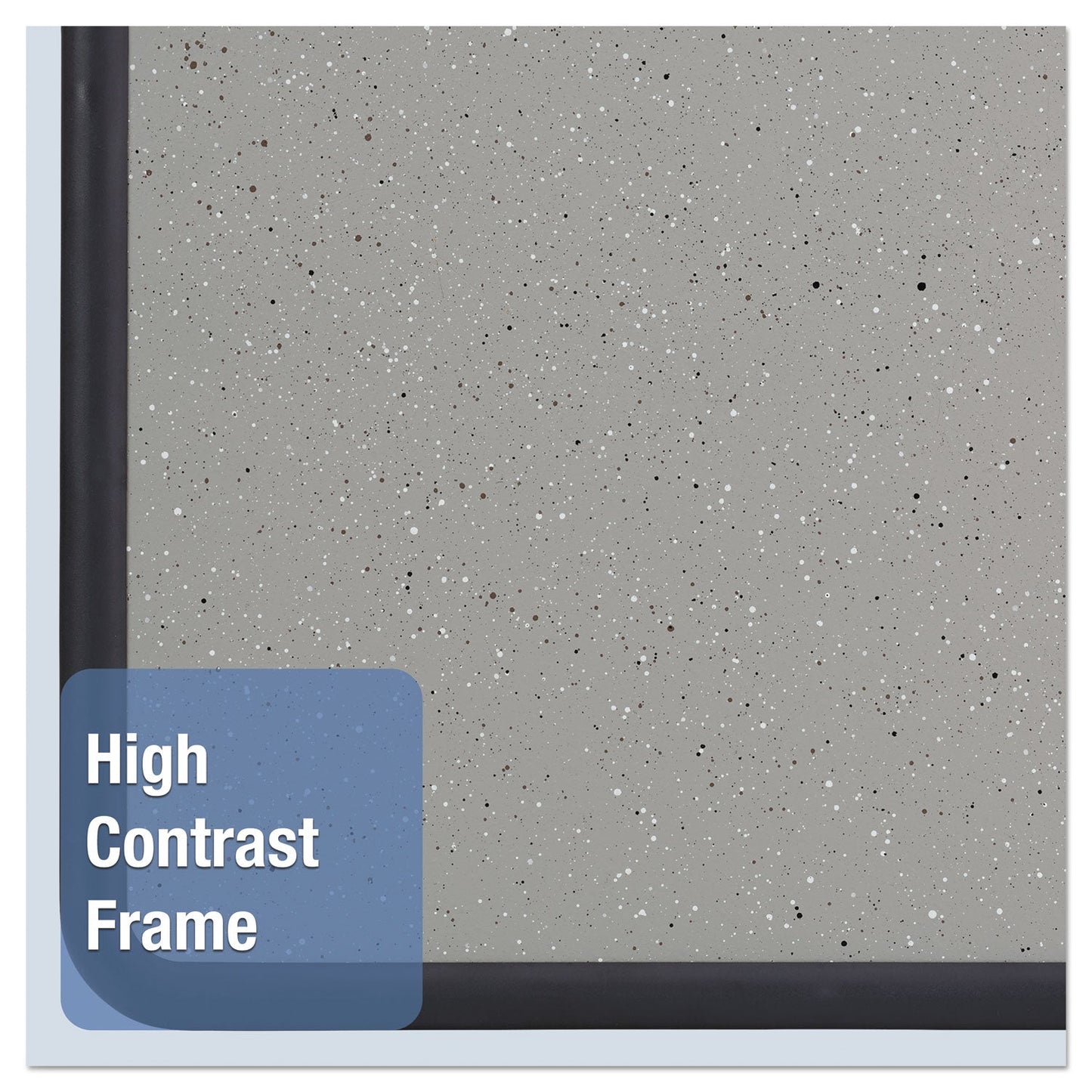 Quartet Contour Granite Gray Tack Board, 36 x 24, Black Frame