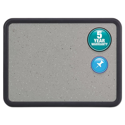 Quartet Contour Granite Gray Tack Board, 36 x 24, Black Frame
