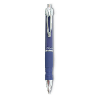 Zebra GR8 Gel Pen, Retractable, Medium 0.7 mm, Blue Ink, Blue/Silver Barrel, 12/Pack