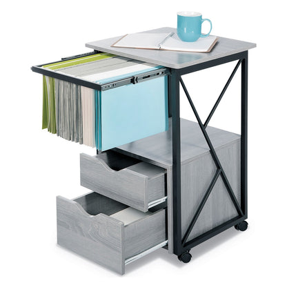 Safco Mood Storage Pedestals with Open-Format Hanging File Rack, Left or Right, 2 Drawers: Box/File, Gray, 17.75" x 17.75" x 30"