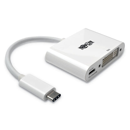 Tripp Lite USB 3.1 Gen 1 USB-C to DVI Adapter, USB-C PD Charging Port, 3", White