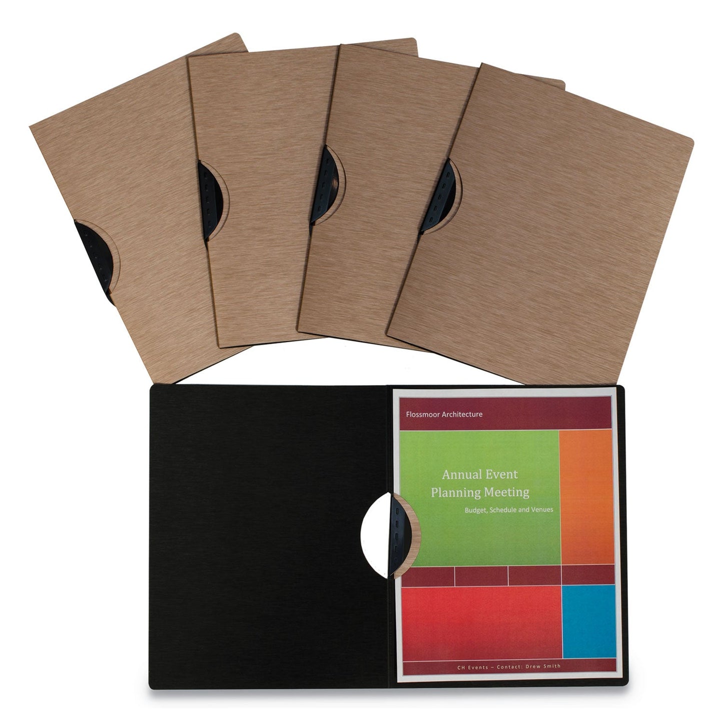C-Line Modern Metallic Executive Style Report Cover, Swing Clip,  8.5 x 11, Bronze/Bronze, 5/Pack