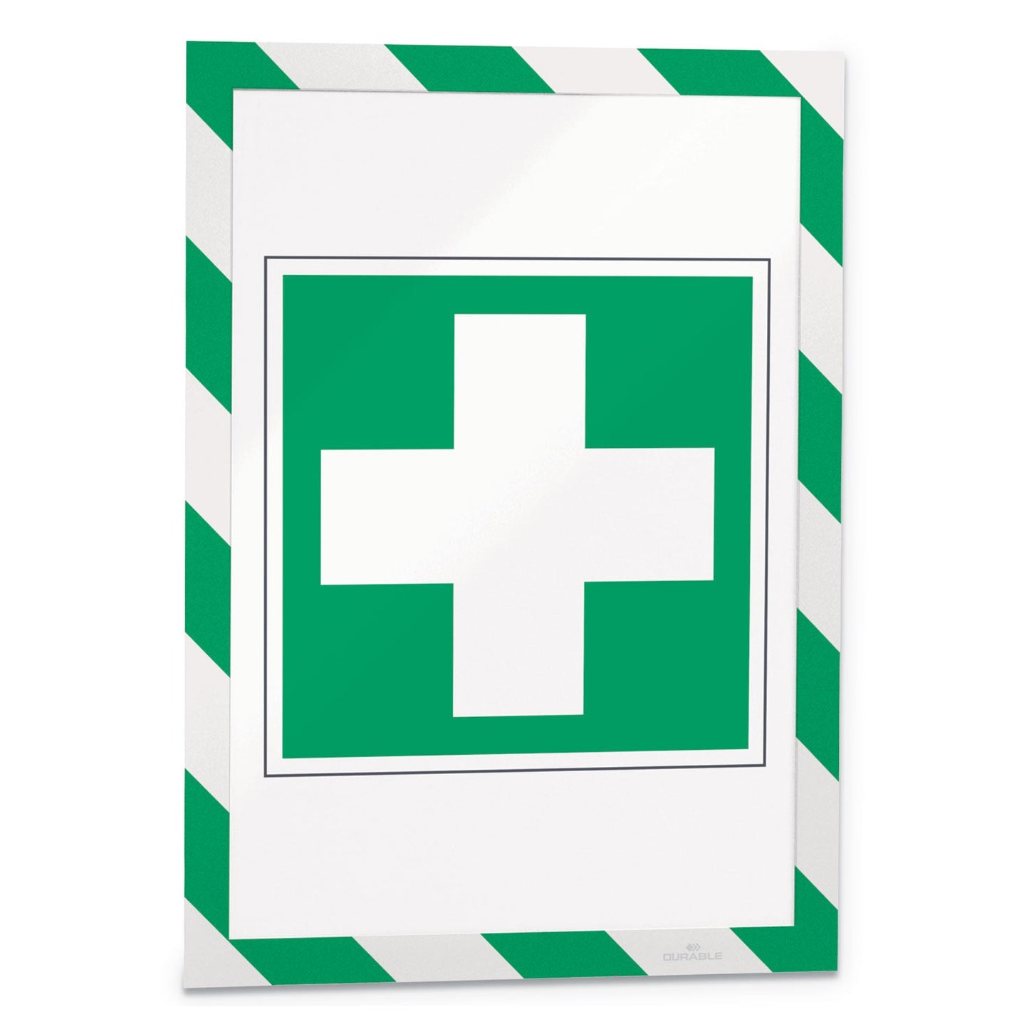 Durable DURAFRAME Security Magnetic Sign Holder, 8.5 x 11, Green/White Frame, 2/Pack