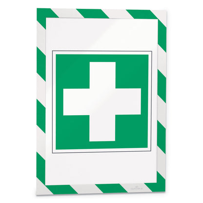 Durable DURAFRAME Security Magnetic Sign Holder, 8.5 x 11, Green/White Frame, 2/Pack