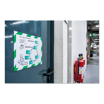 Durable DURAFRAME Security Magnetic Sign Holder, 8.5 x 11, Green/White Frame, 2/Pack