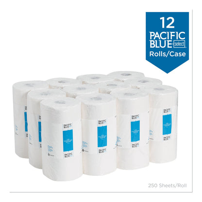 Georgia Pacific Pacific Blue Select Two-Ply Perforated Paper Kitchen Roll Towels, 2-Ply, 11 x 8.8, White, 250/Roll, 12 Rolls/Carton