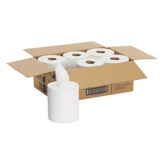 Georgia Pacific SofPull Center-Pull Perforated Paper Towels, 1-Ply, 7.8 x 15, White, 320/Roll, 6 Rolls/Carton