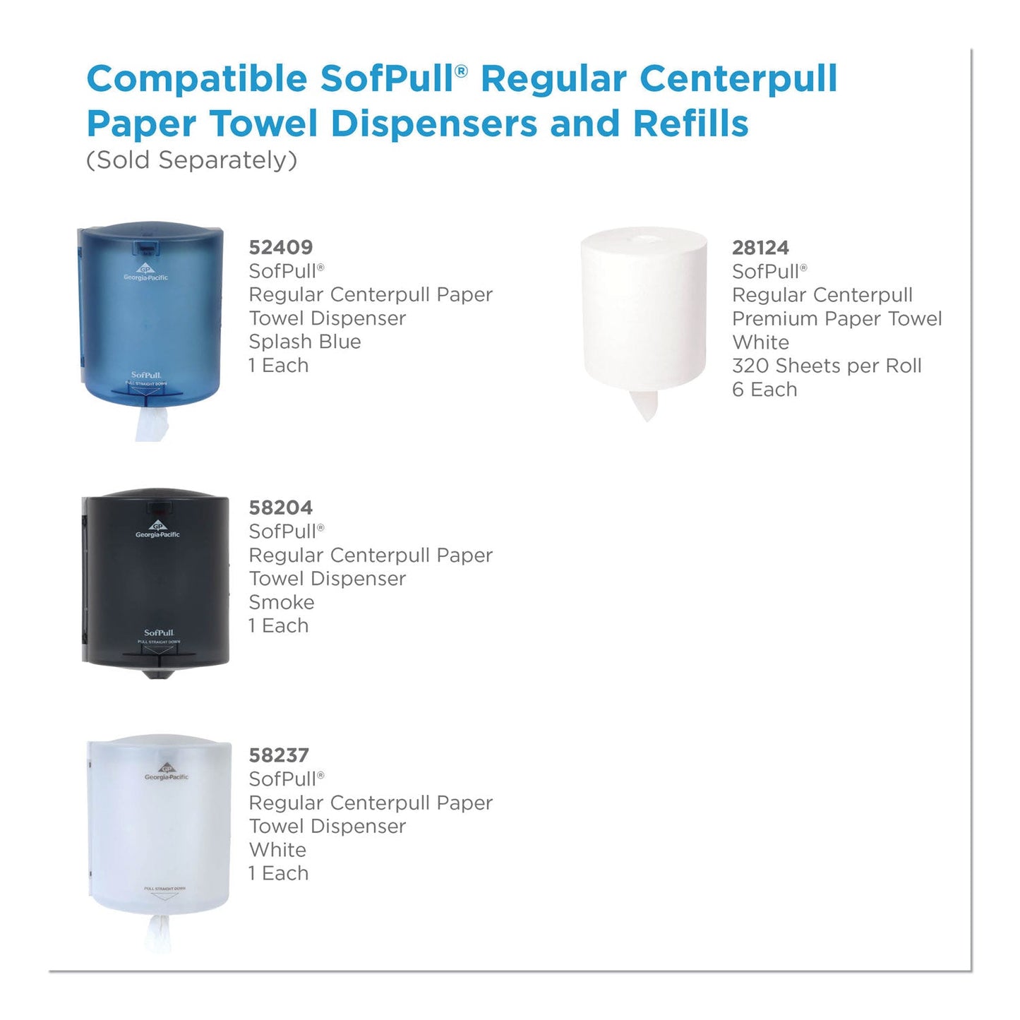 Georgia Pacific SofPull Center Pull Hand Towel Dispenser, 10.88 x 10.38 x 11.5, Smoke