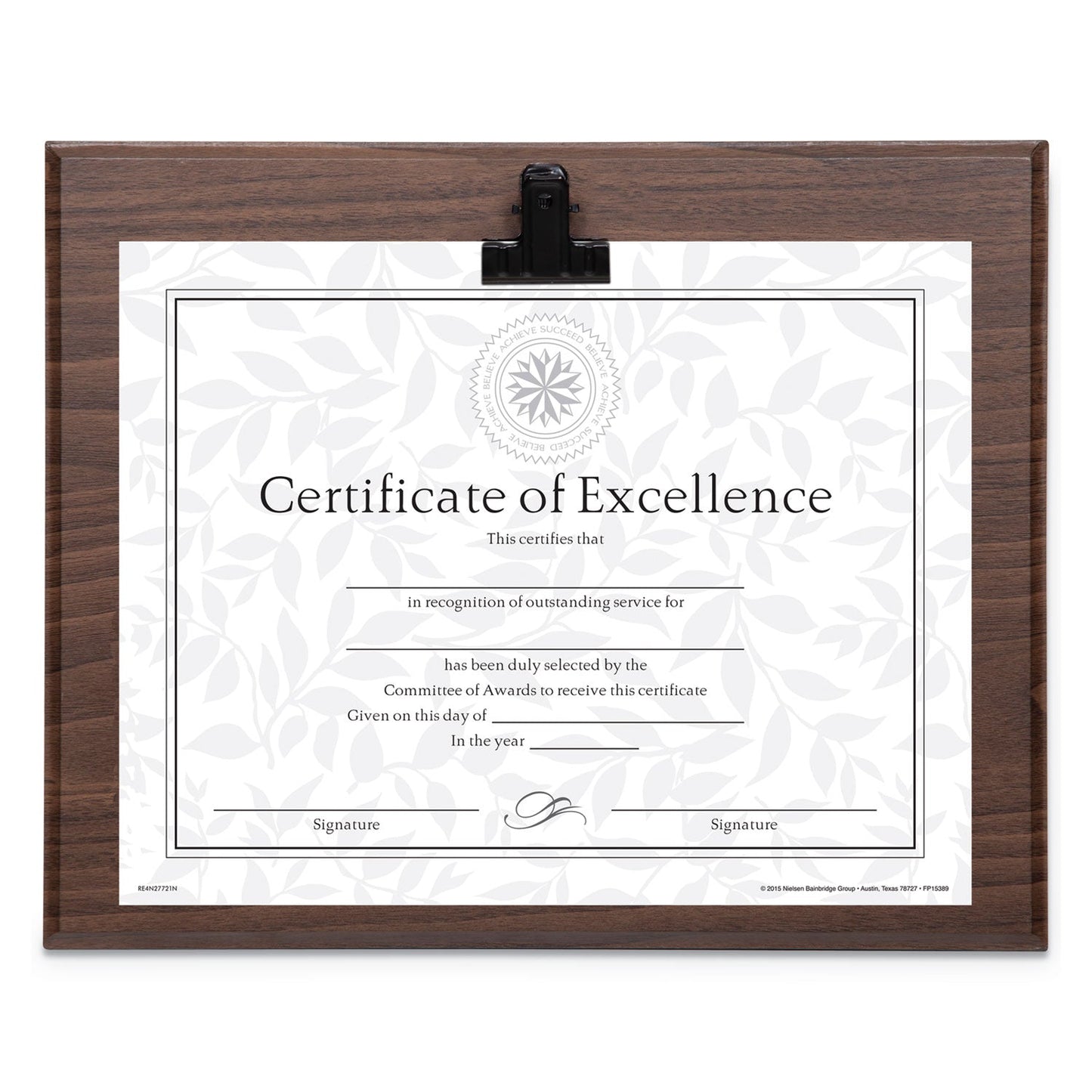 DAX Plaque With Metal Clip, Wood, 8.5 x 11 Insert, Walnut