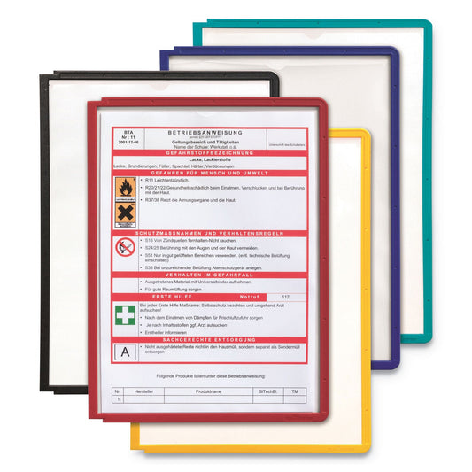 Durable SHERPA Vario Replacement Panels, 1 Section, Clear Panel Assorted Color Borders, 5/Pack
