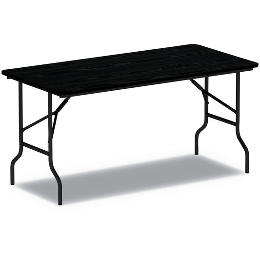 Alera Wood Folding Table, Rectangular, 71.88w x 29.88d x 29.13h, Black