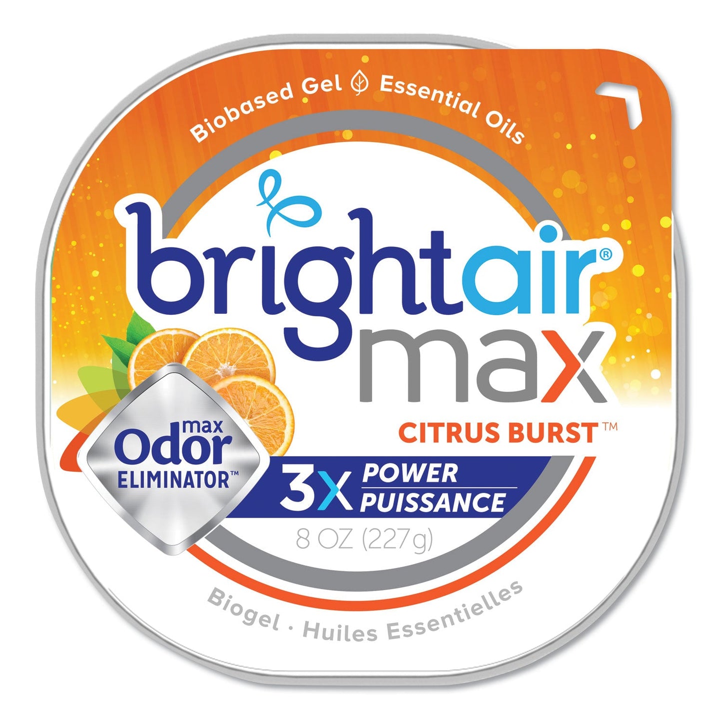BRIGHT Air Max Odor Eliminator Air Freshener, Citrus Burst, 8 oz Jar