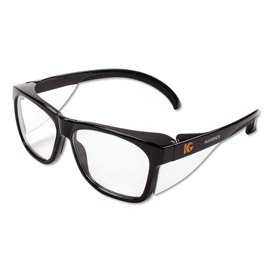 KleenGuard Maverick Safety Glasses, Black, Polycarbonate Frame, Clear Lens, 12 Pairs/Box
