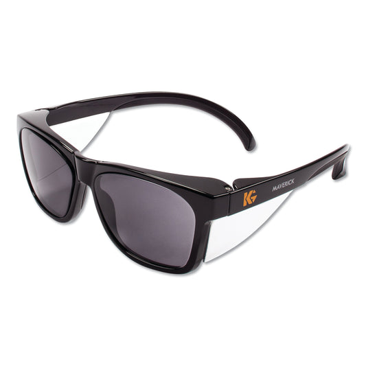 KleenGuard Maverick Safety Glasses, Black, Polycarbonate Frame, Smoke Lens, 12/Box