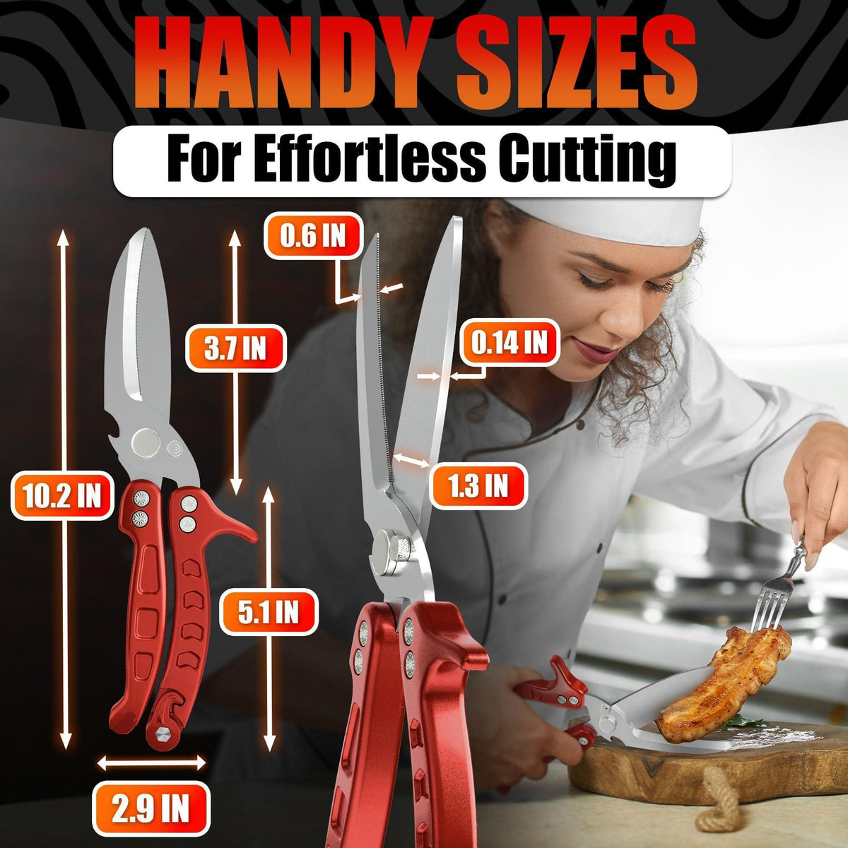 Heavy Duty Poultry Shears – Sharp Chicken Scissors with Non Slip Micro Serrated Blades Meat Cutting Scissors with Safety Lock – Multipurpose Kitchen Shears for Food Meat Fish Bone & Food Prep