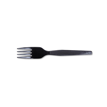 Dixie Plastic Cutlery, Heavy Mediumweight Forks, Black, 1,000/Carton