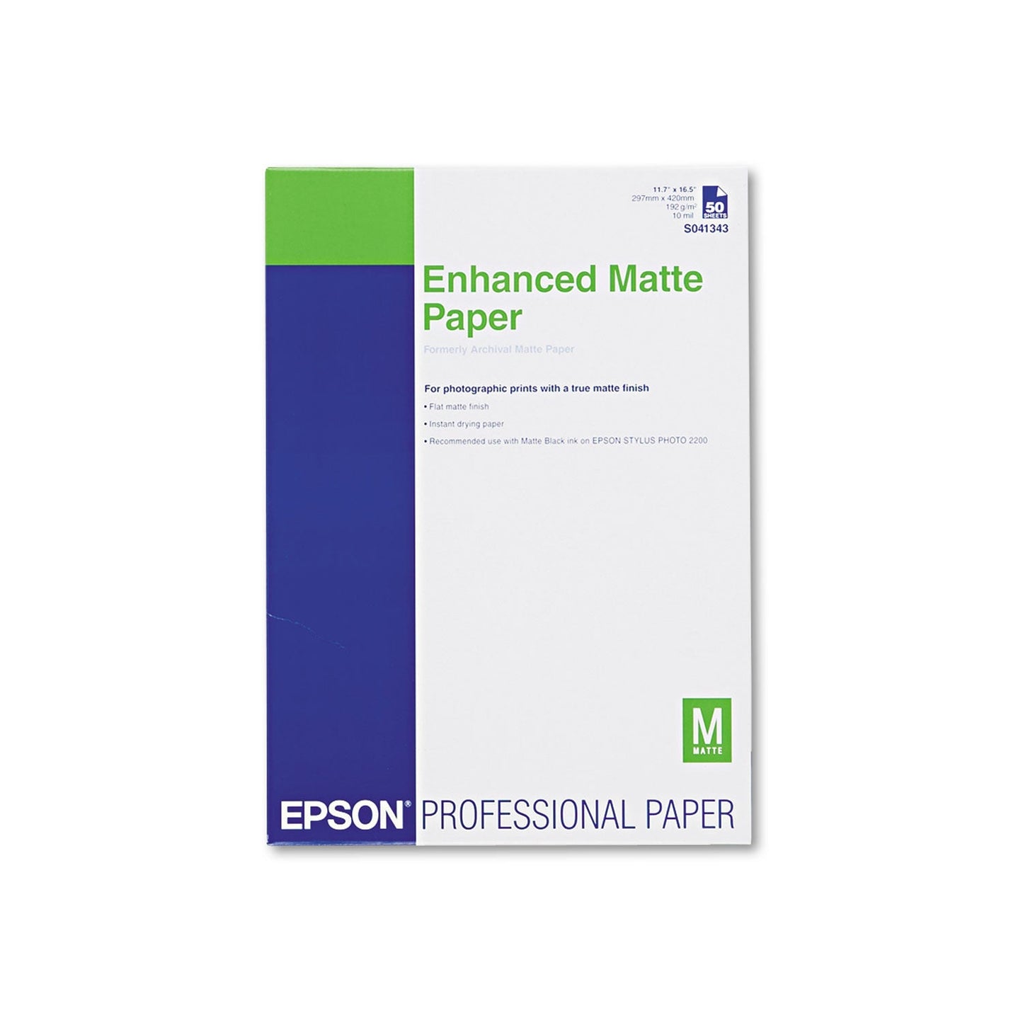 Epson Ultra Premium Matte Presentation Paper, 10 mil, 11.75 x 16.5, White, 50/Pack