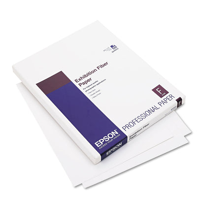 Epson Exhibition Fiber Paper, 13 mil, 8.5 x 11, White, 25/Pack