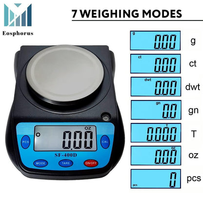 Ounce Carat and Gram Scale 0.01g Accuracy Electronic Scale Science Digital Scale Lab Balance LCD 600g Capacity   USB Charger and AC DC Adapter Included