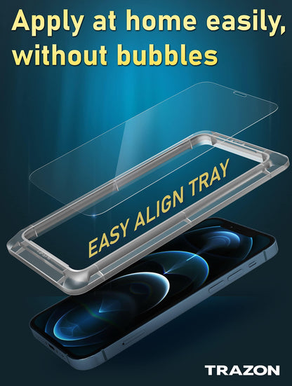 3 Pack Screen Protector Premium Quality Compatible for iPhone 12 Pro Max with 2 Pack Camera Lens Protector Tempered Glass 9H Hardness 2.5D with Easy Instalation Case (6.7 Inch)