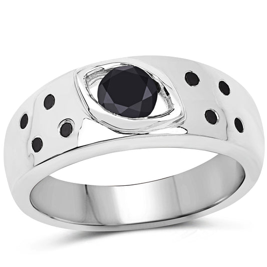 0.59 Carat Genuine Black Diamond .925 Sterling Silver Ring