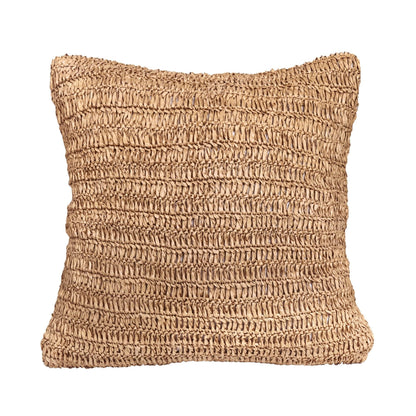 Raffia Hand Knitted Pillow Cover 18x18 inch Boho Decorative Cushion Cover for Couch Sofa or Bed Rustic Natural Throw Pillow Case 1pc