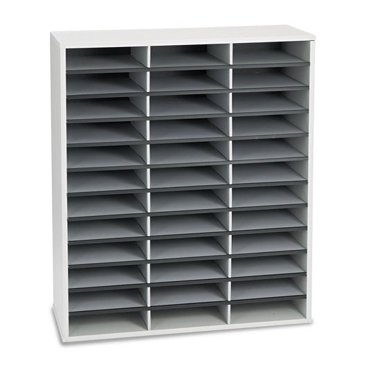 Fellowes Literature Organizer, 36 Letter Compartments, 29 x 11.88 x 34.69, Dove Gray