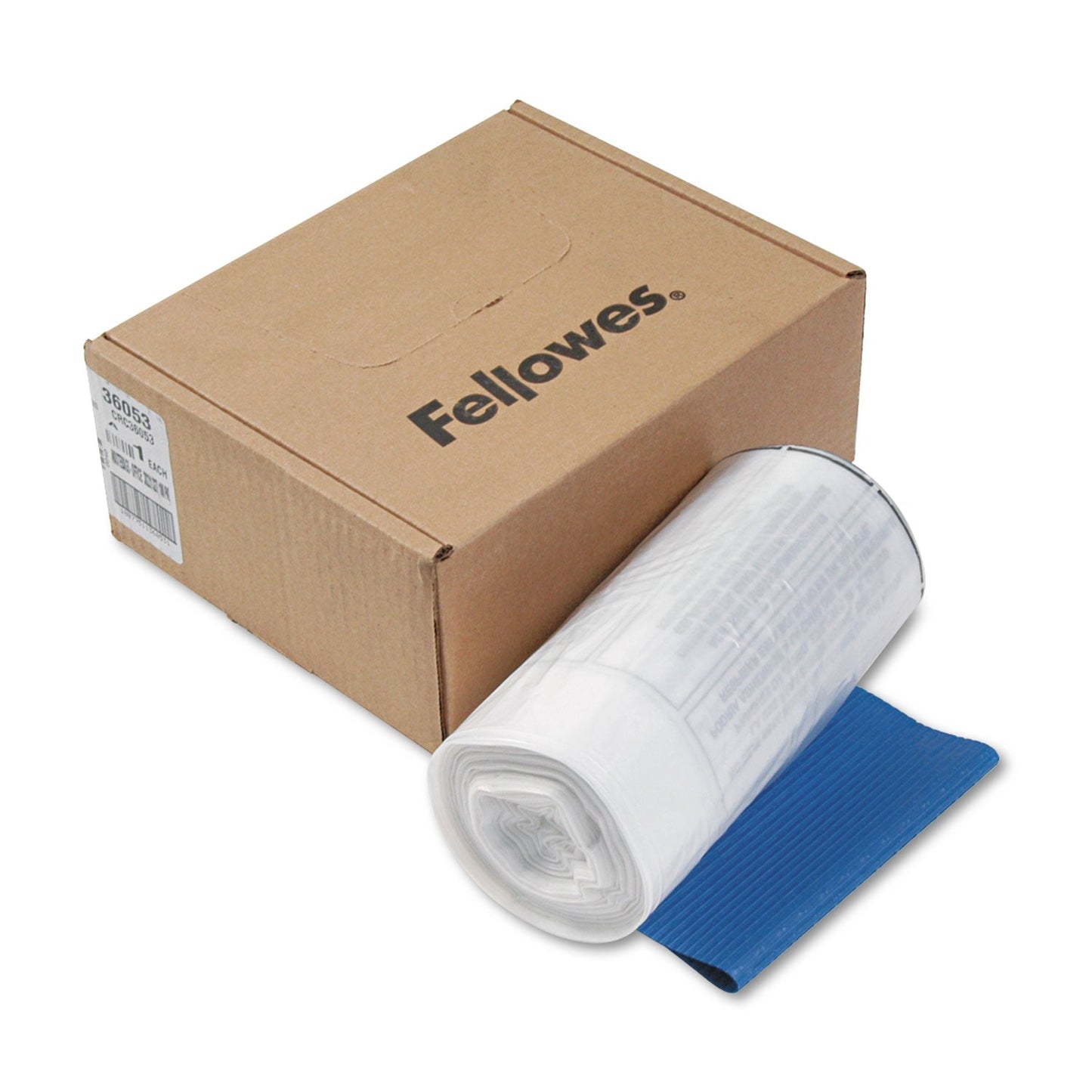 Fellowes Shredder Waste Bags, 9 gal Capacity, 100/Carton