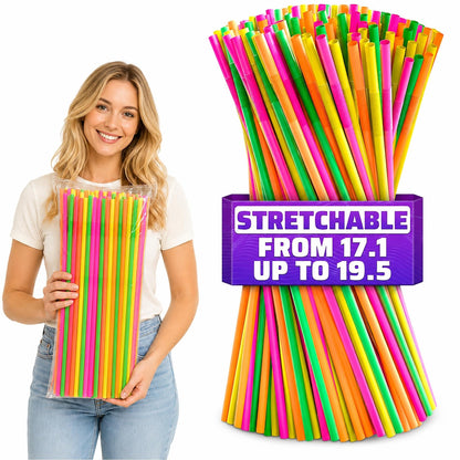 200 Extra Long Bendy Straws Disposable, 17 In, Twist Up to 19.5 In
