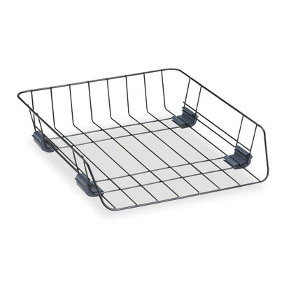 Fellowes Front-Load Wire Desk Tray, 1 Section, Letter Size Files, 10.88" x 12.63" x 2.63", Black