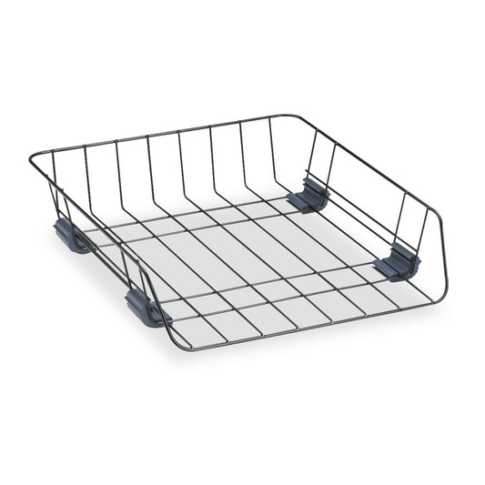 Fellowes Front-Load Wire Desk Tray, 1 Section, Letter Size Files, 10.88" x 12.63" x 2.63", Black