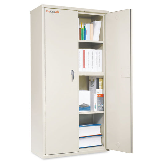FireKing Storage Cabinet, 36w x 19 1/4d x 72h, UL Listed 350 Degree, Parchment