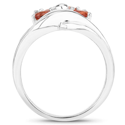 1.68 Carat Genuine Orange Sapphire .925 Sterling Silver Ring