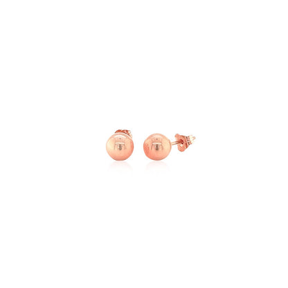14k Rose Gold Classic Round Shape Stud Earrings (6.0 mm)