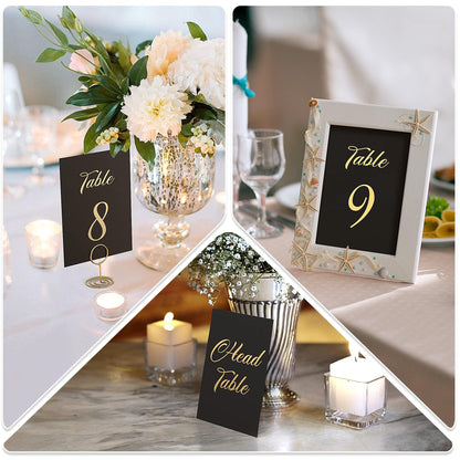 Black Table Numbers 1 30 for Wedding Reception with Gold Foil Table Number Cards 4x6 with Head & Gift Table Restaurant Table Numbers Wedding Numbers for Tables Card Stock Wedding Table Numbers