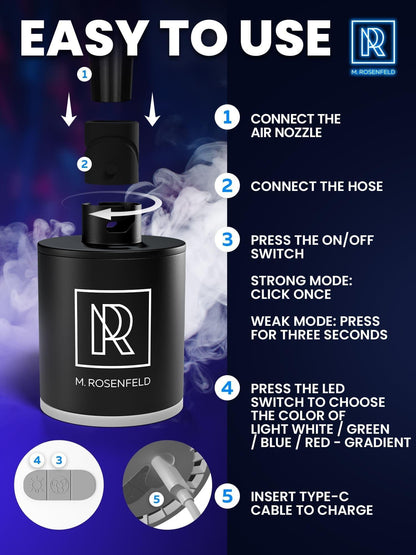Hookah Starter Pump  Hookah Pump Starter with 1300 mAh Rechargeable Battery  Portable Electric Hooka Blower & Vacuum Starter  Mini Air Pump with LED Light, Quiet & Efficient
