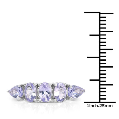 2.33 Carat Genuine Tanzanite .925 Sterling Silver Ring
