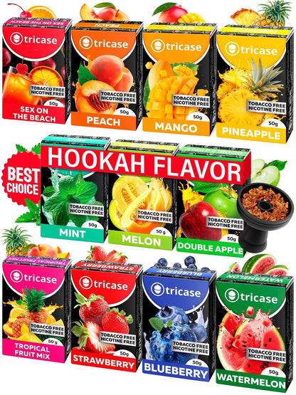 11 pcs Shisha Hookah Flavors Set 1.7 oz Each Sex on the Beach, Melon, Peach, Hookah Flavor Mint, Pineapple, Double Apple Hookah Flavor, Strawberry, Blueberry, Tropical Fruit Mix, Watermelon, Mango