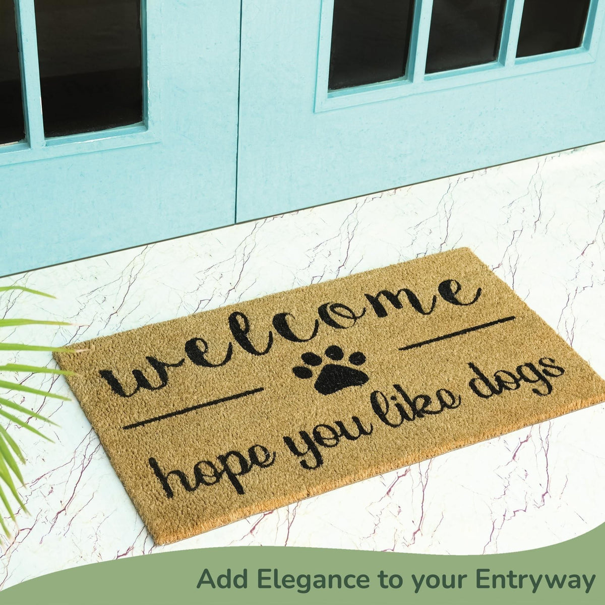 Coir Front Door mat with Hope You Like Dogs Print, 30x17x0.6