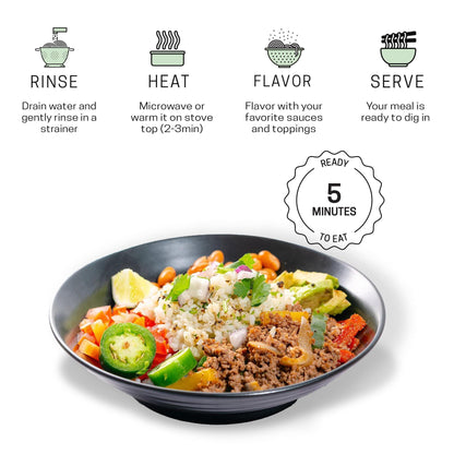 Shirataki Konjac Rice   10 Pack   For Quick Dinner Meals Ideal for Keto Paleo and Low Carb Diets   Ready to Eat Rice Alternative