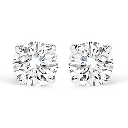 14K White Gold 3/4 Cttw Round Brilliant-Cut Near Colorless Diamond Classic 4-Prong Stud Earrings (H-I Color, SI1-SI2 Clarity)